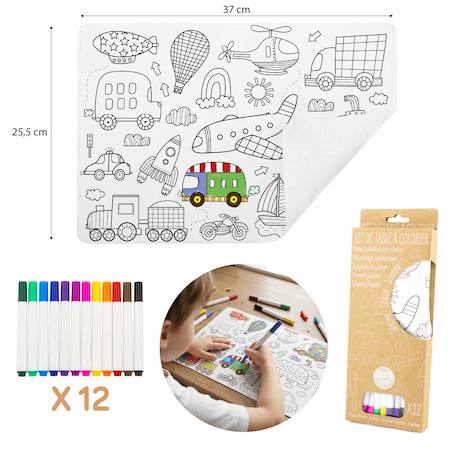 Set de table à colorier véhicules Blanc 3 - vertbaudet enfant 