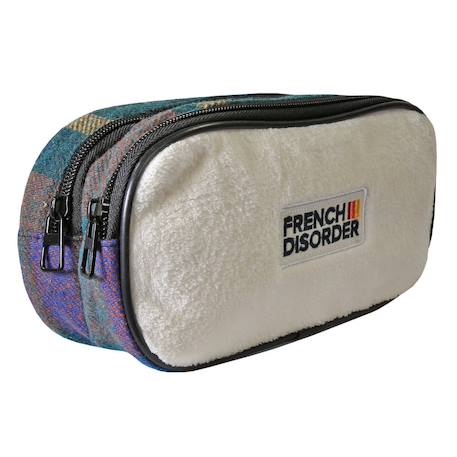 Garçon-Trousse rectangulaire mixte tartan bleu