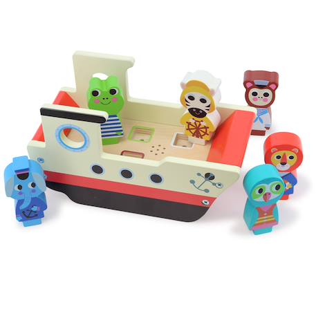 Le bateau sonore des animaux Rouge 2 - vertbaudet enfant 