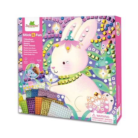 3 mosaïques animaux doux Rose 1 - vertbaudet enfant 
