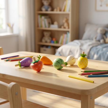 Lot de 6 toupies fruits et légumes Beige 2 - vertbaudet enfant 