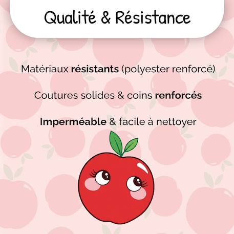 Cartable scolaire réversible 38 cm pol fox pompom – motif pomme – 2 compartiments Rose et rouge 6 - vertbaudet enfant 