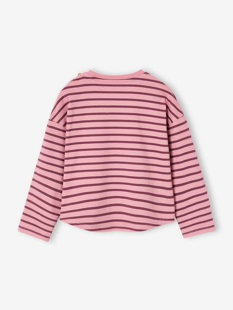 T-shirt marinière manches longues fille marine+mauve+rose bonbon 5 - vertbaudet enfant 
