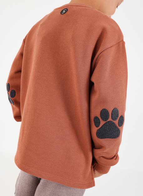 Sweat-shirt garçon en molleton imprimé ours Marron 2 - vertbaudet enfant 