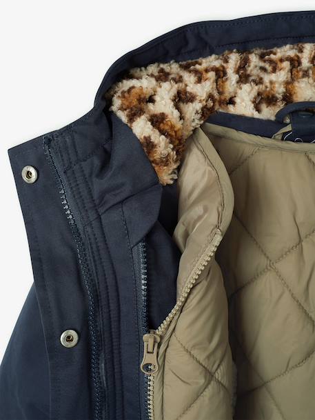 Parka 3 en 1 fille amovible blush+marine 23 - vertbaudet enfant 