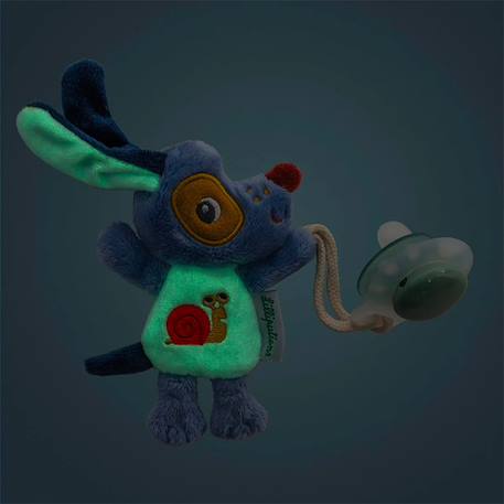Doudou attache sucette jack mini ami de la nuit Bleu+Rose, blanc 2 - vertbaudet enfant 