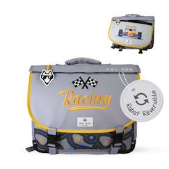 -Cartable scolaire réversible 38 cm pol fox race – motif voiture – 2 compartiments