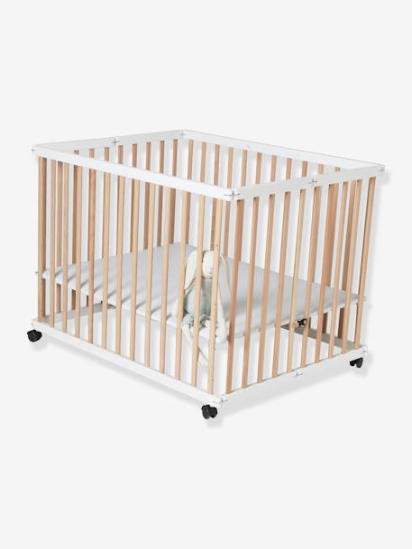 Parc en bois pliant bicolore naturel/blanc+blanc+naturel 2 - vertbaudet enfant 