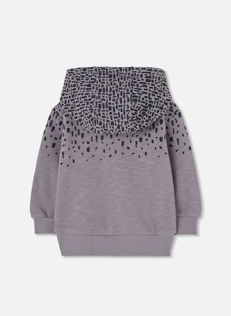 Sweat-shirt garçon molleton à capuche imprimée Gris 2 - vertbaudet enfant 