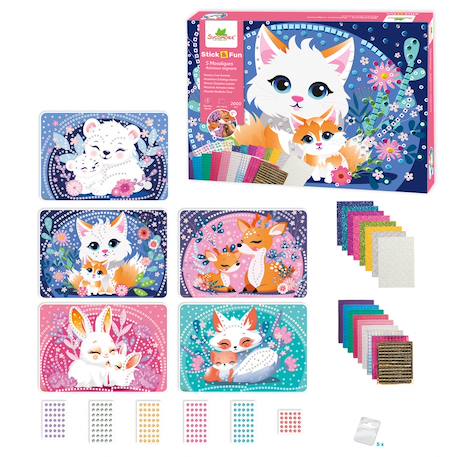 5 maxi mosaïques animaux mignons Rose 2 - vertbaudet enfant 