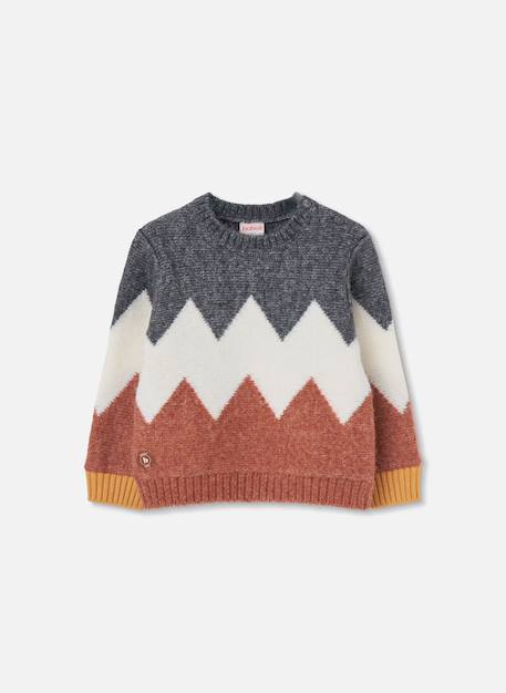Pull garçon à imprimé géométrique zigzag Marron 3 - vertbaudet enfant 