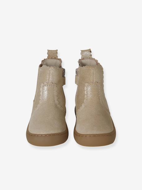 Boots bébé fille cuir zippées brun+jaune d'or+marine+vieux rose 9 - vertbaudet enfant 