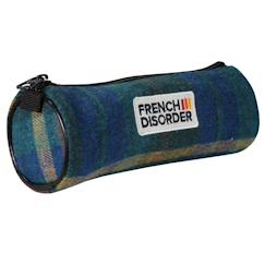 -Trousse ronde fille tartan bleu