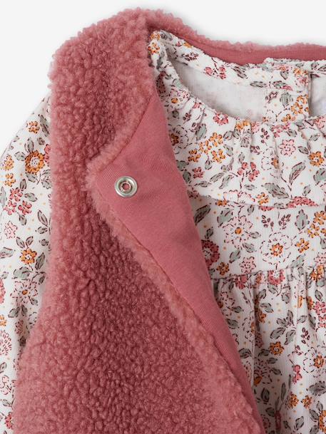 Coffret bébé robe + gilet + bandeau vanille+vieux rose 18 - vertbaudet enfant 