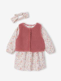 -Coffret bébé robe + gilet + bandeau