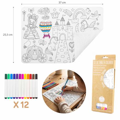 Set de table à colorier princesses Blanc 3 - vertbaudet enfant 