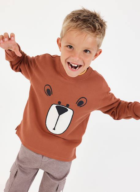 Garçon-Pull, gilet, sweat-Sweat-shirt garçon en molleton imprimé ours