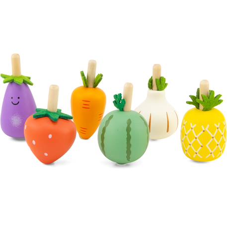 Lot de 6 toupies fruits et légumes Beige 1 - vertbaudet enfant 