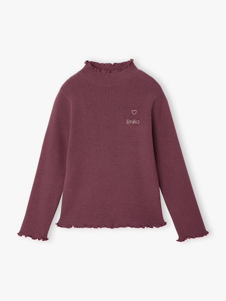 Sous-pull fille tricot prune+taupe 1 - vertbaudet enfant 