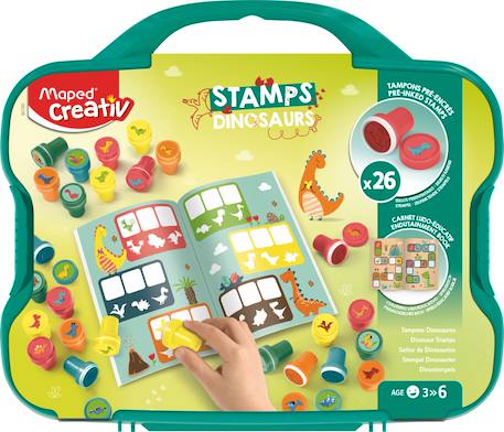Tampons pré encrés pour enfants dinosaures Multi-coloured 3 - vertbaudet enfant 