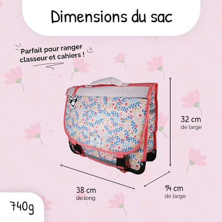 Cartable scolaire réversible 38 cm pol fox happy blush – motif fleurs – 2 compartiments Rose 3 - vertbaudet enfant 