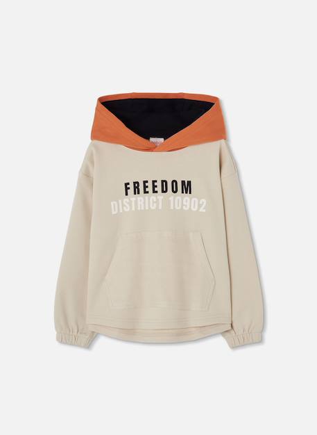 Sweat-shirt garçon molleton à capuche freedom Beige 2 - vertbaudet enfant 