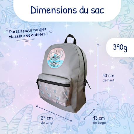 Sac à dos stitch – 1 compartiment – école et loisirs Gris 3 - vertbaudet enfant 