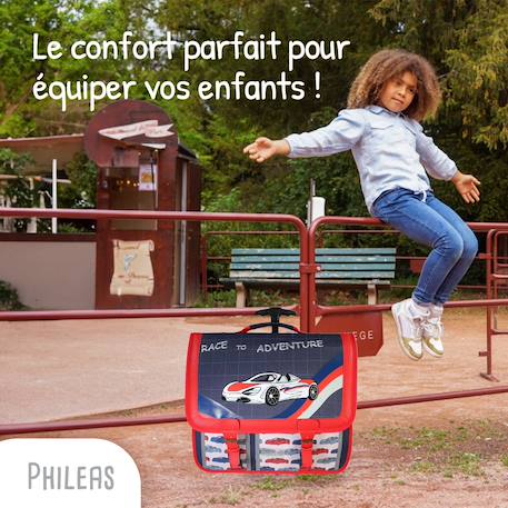 Cartable à roulettes 41 cm phileas – motif voiture – 2 compartiments Rouge et bleu 5 - vertbaudet enfant 