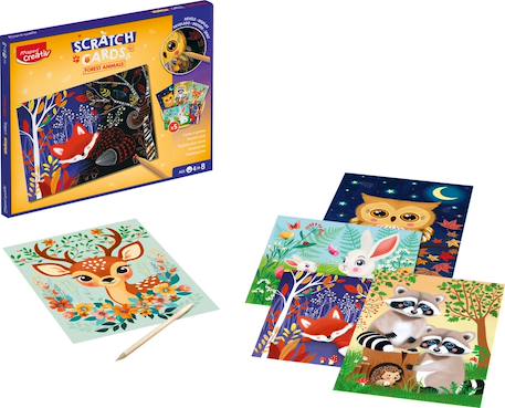 Cartes à gratter animaux de la forêt Multi-coloured 2 - vertbaudet enfant 