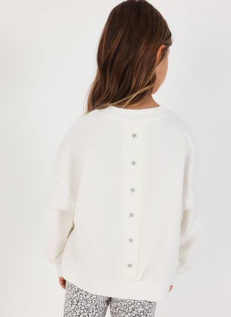 Sweat-shirt fille en molleton avec fronces Blanc 1 - vertbaudet enfant 