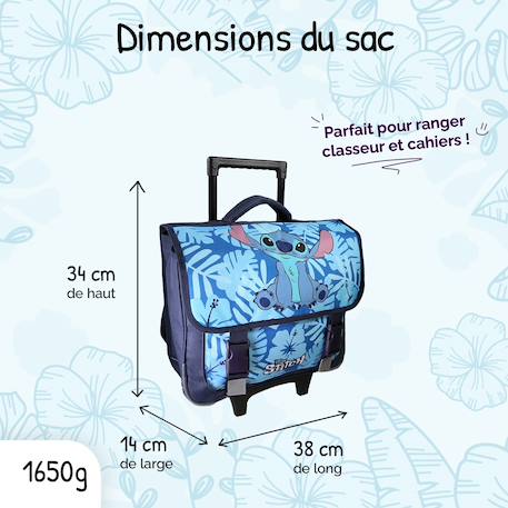 Cartable à roulettes 38 cm stitch – 2 compartiments – école primaire Bleu 3 - vertbaudet enfant 
