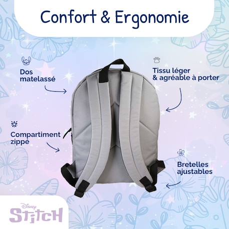 Sac à dos stitch – 1 compartiment – école et loisirs Gris 4 - vertbaudet enfant 