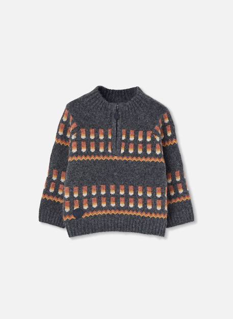 Pull garçon imprimé géométrique Gris 2 - vertbaudet enfant 