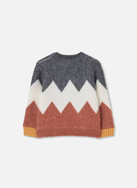 Pull garçon à imprimé géométrique zigzag Marron 4 - vertbaudet enfant 