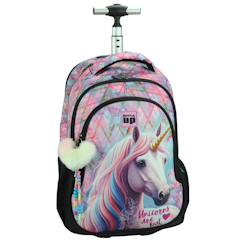 -Cartable à roulettes fille licorne back me up pastel