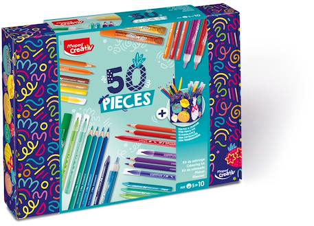 Kit de coloriage crayons et feutres Multi-coloured 1 - vertbaudet enfant 