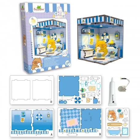 Mini scène à créer chibi box Bleu+Rose+Violet 2 - vertbaudet enfant 