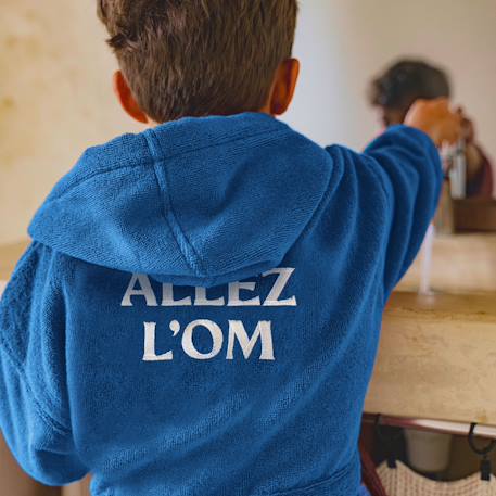 Peignoir enfant brodé 100% coton, om dribble Bleu 5 - vertbaudet enfant 