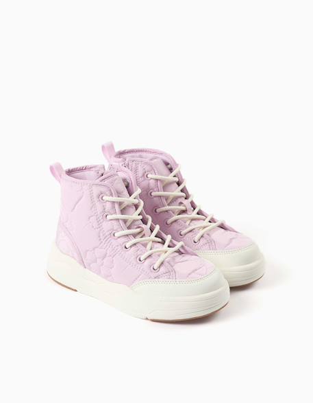 Baskets montantes rembourrées avec broderie florale Mauve lilas 2 - vertbaudet enfant 