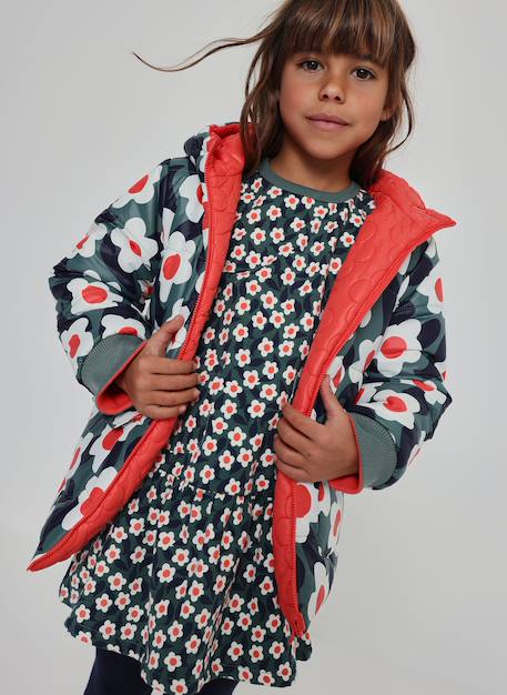 Fille-Parka fille réversible tissu technique imprimé fleurs
