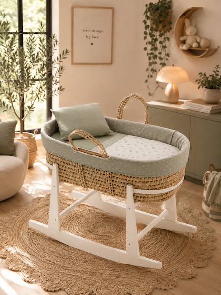 Couffin matelasse + support en bois Rose+Vert 6 - vertbaudet enfant 