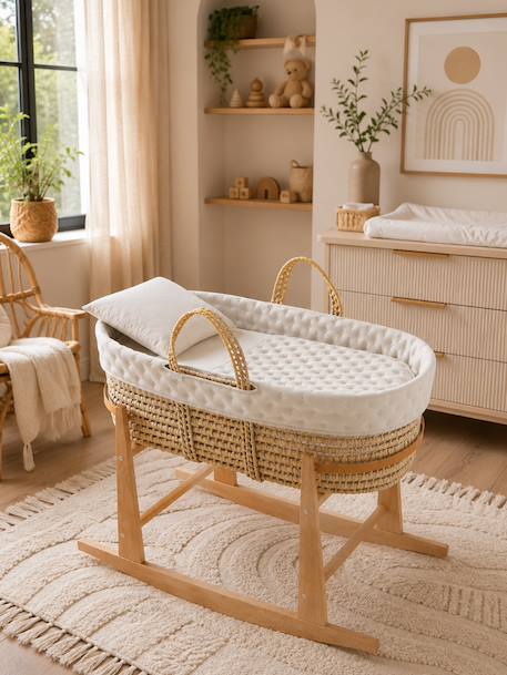 Couffin bébé matelassé avec support en bois Vert 1 - vertbaudet enfant 