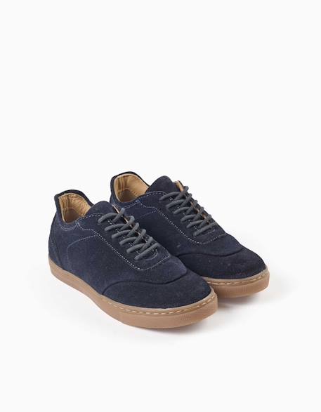 Baskets en suède à lacets Bleu 2 - vertbaudet enfant 