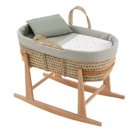 Couffin bébé matelassé avec support en bois Vert 2 - vertbaudet enfant 