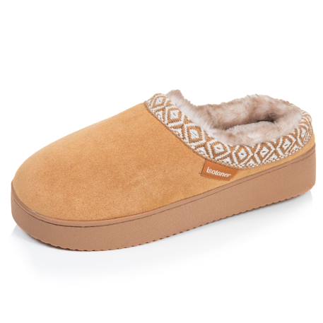 Chaussons mules suédine à semelle compensé de 3,5 cm, confort Camel+Ivoire 1 - vertbaudet enfant 