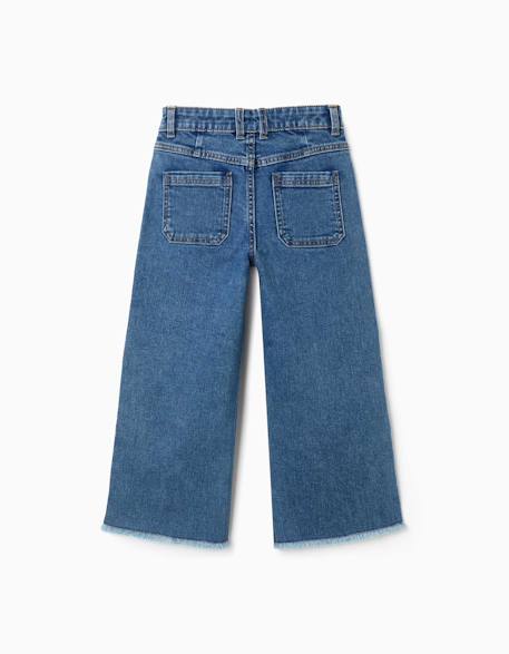 Jean à jambe large avec ourlets effilochés Bleu 2 - vertbaudet enfant 