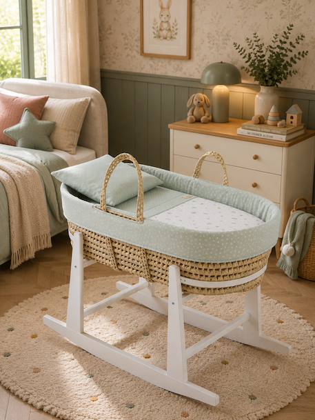 Couffin matelasse + support en bois Green/white+Grey/white 1 - vertbaudet enfant 