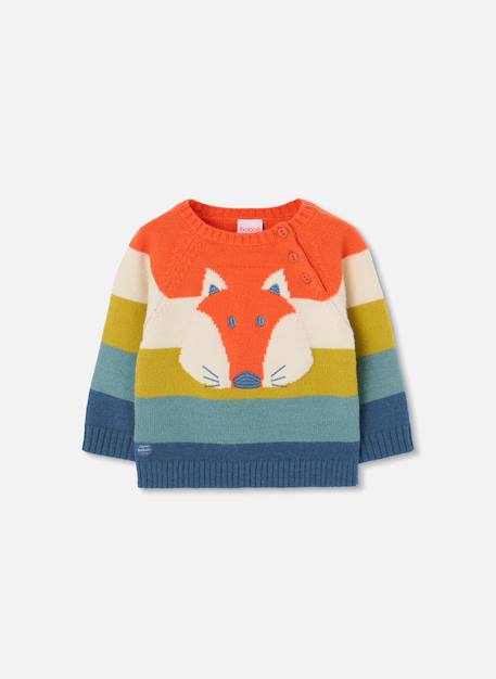 Pull garçon imprimé renard rayé Orange 2 - vertbaudet enfant 