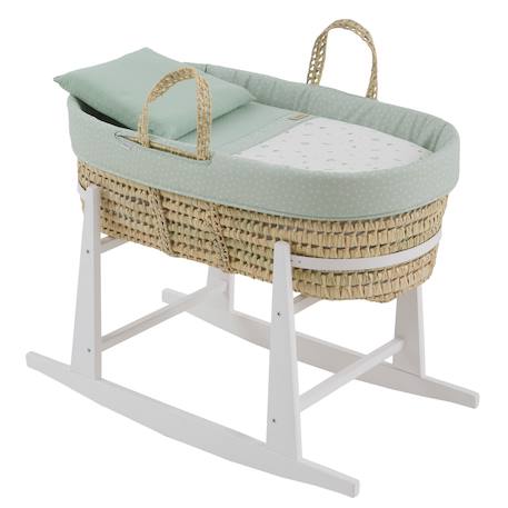 Couffin matelasse + support en bois Green/white+Grey/white 2 - vertbaudet enfant 