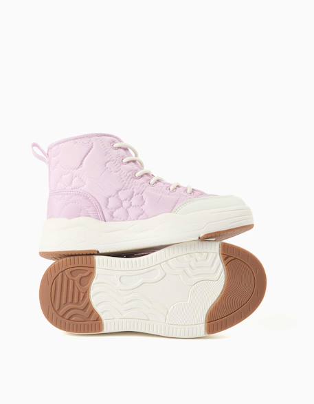 Baskets montantes rembourrées avec broderie florale Mauve lilas 3 - vertbaudet enfant 